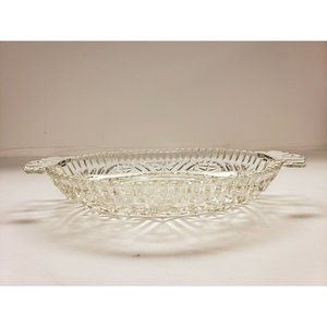 Vintage, Crystal, Cut Glass Divided Dish, 10", two handles (G26)